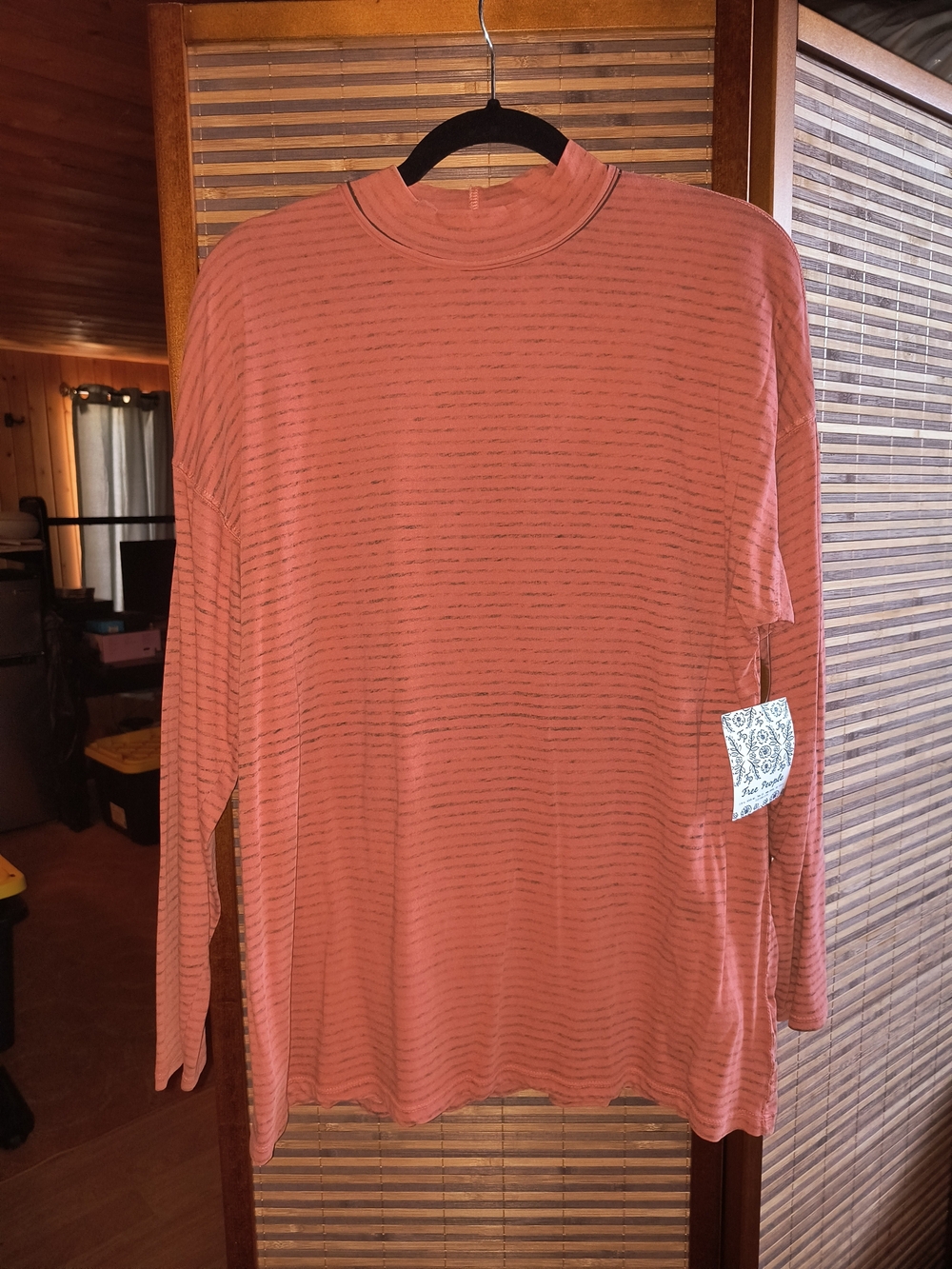 Free People We The Free Brick Tunic Striped Mock Neck Long Sleeve Tee